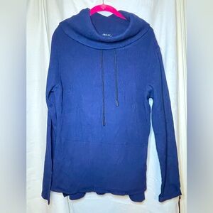 NWT Navy Blue Oversized Pullover SweaterAdjustable Cowl Neck Sweater Size M